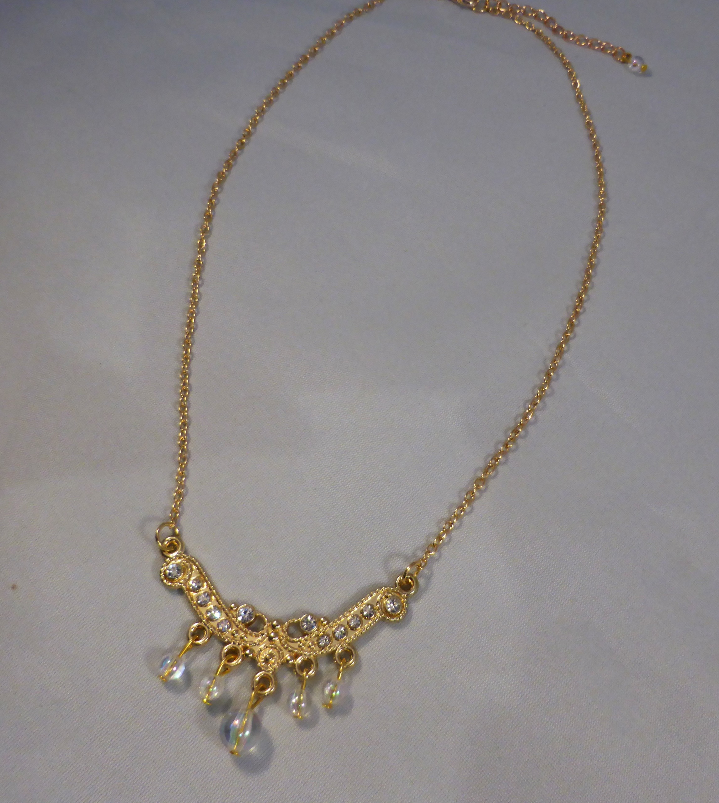 Handmade Gold Rhinestone Necklace